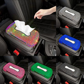 Cutie de șervețele cu număr de telefon cu scânteie pentru suport pentru șervețele auto Bling Accesorii auto de lux Cutie de șervețele de cristal strălucitor