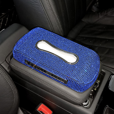 Cutie de șervețele cu număr de telefon cu scânteie pentru suport pentru șervețele auto Bling Accesorii auto de lux Cutie de șervețele de cristal strălucitor