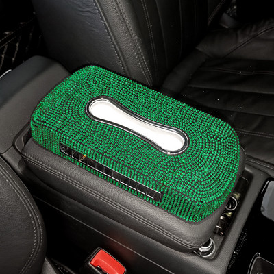 Cutie de șervețele cu număr de telefon cu scânteie pentru suport pentru șervețele auto Bling Accesorii auto de lux Cutie de șervețele de cristal strălucitor