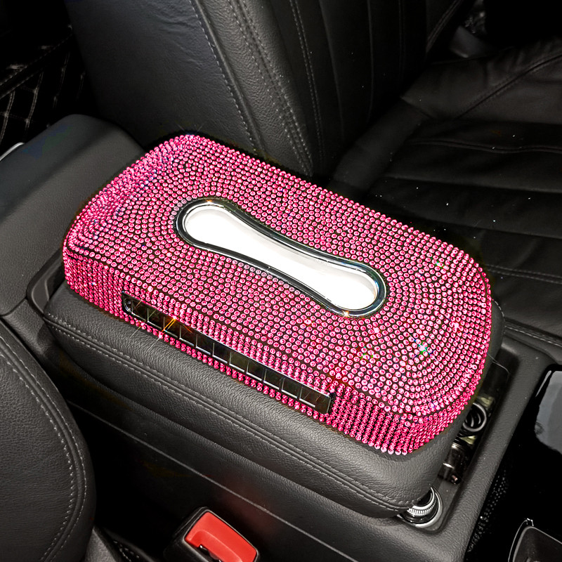 Cutie de șervețele cu număr de telefon cu scânteie pentru suport pentru șervețele auto Bling Accesorii auto de lux Cutie de șervețele de cristal strălucitor