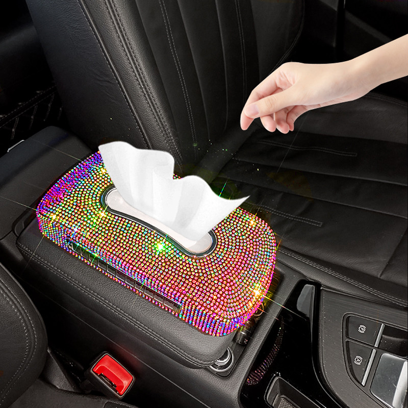Cutie de șervețele cu număr de telefon cu scânteie pentru suport pentru șervețele auto Bling Accesorii auto de lux Cutie de șervețele de cristal strălucitor
