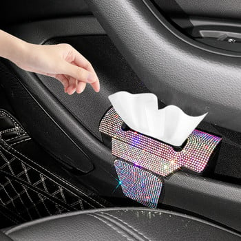 Βάση χαρτιού Bling για Πλαϊνή θήκη για την πόρτα του αυτοκινήτου Αξεσουάρ αυτοκινήτου Rhinestone Αξεσουάρ αυτοκινήτου Sparkly Crystal Γυναικείο Πλαστικό κουτί αυτοκινήτου για κορίτσια