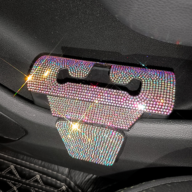 Bling papírzsebkendő tartó autóajtó oldalsó papírzsebkendő tartóhoz Strasszkő autós kiegészítők Csillogó kristály női lányok autós műanyag dobozhoz