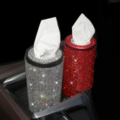 Creative Bling Car Crystal Diamond Cutie de șervețele Diamante Tub pentru prosop de hârtie Home Office Car Strass Cutie de hârtie absorbantă Fete Femei
