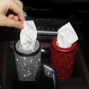 Creative Bling Car Crystal Diamond Tissue Box Diamante Paper Towel Tube Home Office Car Rhinestone Tissue Paper Box Girls Women