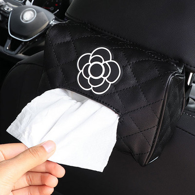 Pearl Camellia Cvijet Naslon autosjedalice Viseći kutija za maramice Držač Kristalna koža Papirnati toranj Organizator Dodaci za stil automobila