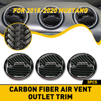Αυτοκόλλητο επένδυσης εσωτερικού από πραγματικές ίνες άνθρακα για Ford Mustang 2015-2020 Έξοδος αέρα Κάλυμμα εξαερισμού ταμπλό Αξεσουάρ εσωτερικού αυτοκινήτου