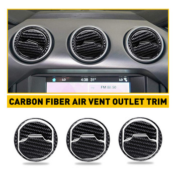 Αυτοκόλλητο επένδυσης εσωτερικού από πραγματικές ίνες άνθρακα για Ford Mustang 2015-2020 Έξοδος αέρα Κάλυμμα εξαερισμού ταμπλό Αξεσουάρ εσωτερικού αυτοκινήτου