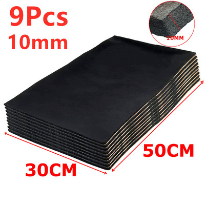 9X 10mm Izolație fonică mașină Covoraș de bumbac Deadener Capotă Ușă Rezistent la zgomot Deadening Motor Firewall Căldură Hot Spumă Autocolant 30x50cm