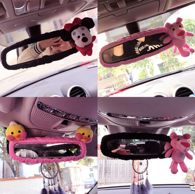 Capac oglindă retrovizoare Nou drăguț urs iepure pui set oglindă retrovizoare drăguț desen animat oglindă coreeană husă centură de siguranță interior mașină