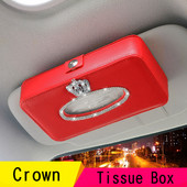 Red Crown Crystal Rhinestone Automobilski štitnik od sunca Držač kutije za maramice Diamante Interior Papirnati ručnik Dodaci za djevojke