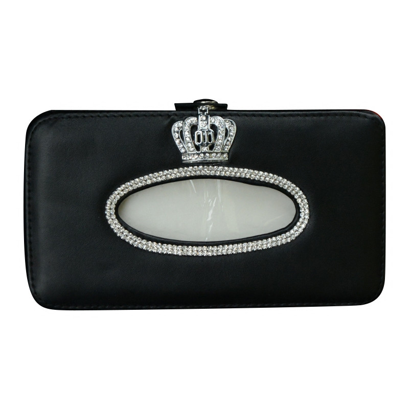 Red Crown Crystal Rhinestone Automobilski štitnik od sunca Držač kutije za maramice Diamante Interior Papirnati ručnik Dodaci za djevojke