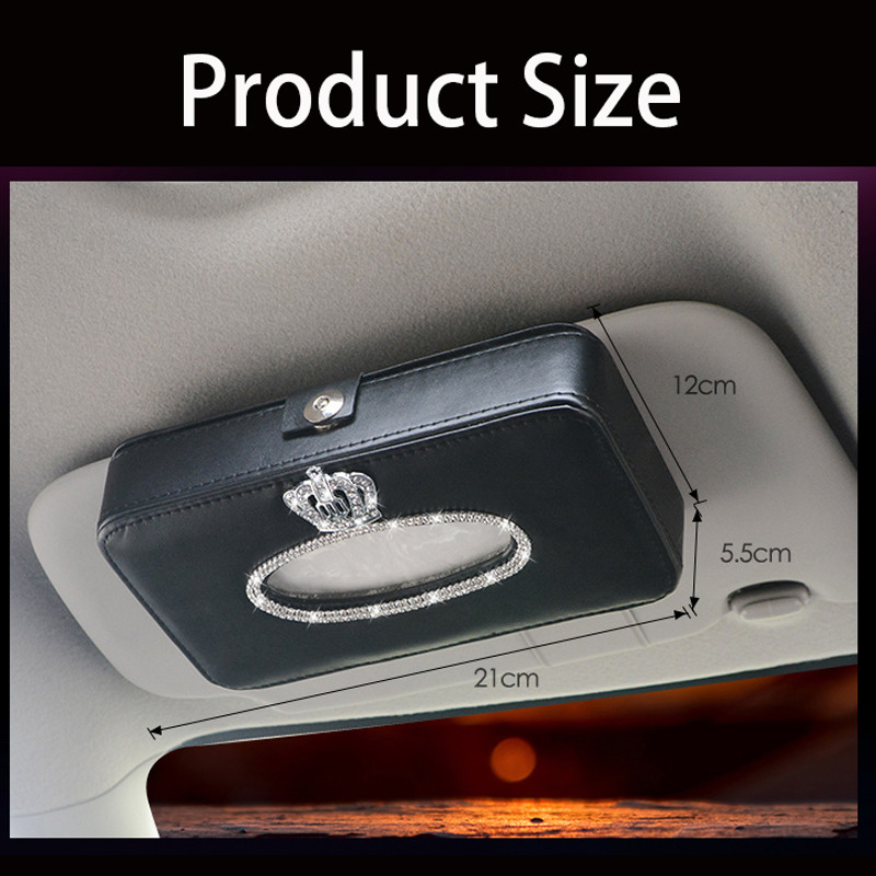 Red Crown Crystal Rhinestone Automobilski štitnik od sunca Držač kutije za maramice Diamante Interior Papirnati ručnik Dodaci za djevojke