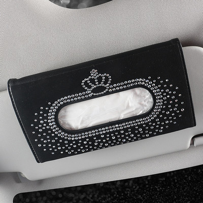 Bling Crystal Moterys Odinis skydelis nuo saulės servetėlės Servetėlės Popierinis Dėklas Vidaus Aksesuarai Apdailos automobilio servetėlių dėžutės laikiklis