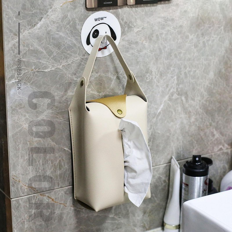 Navlaka za kutiju za maramice od meke PU kože, sklopiva kutija za maramice, držač za salvete za dnevnu sobu, kuhinju, kutije za maramice koje se mogu objesiti