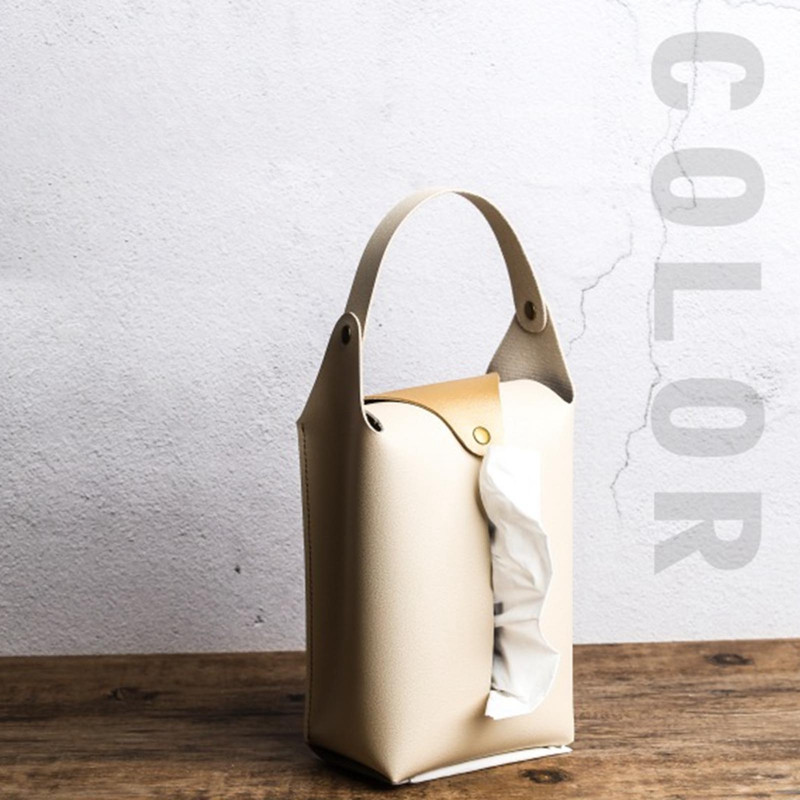 Navlaka za kutiju za maramice od meke PU kože, sklopiva kutija za maramice, držač za salvete za dnevnu sobu, kuhinju, kutije za maramice koje se mogu objesiti