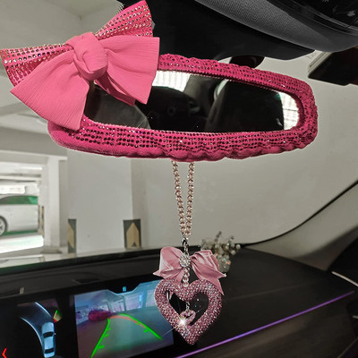 Автомобили Интериор Аксесоари Капак за огледала Задно виждане Bling Car Styling Червен Син Розов Черен Бял Блестящ Декор Момичешки Искрящ