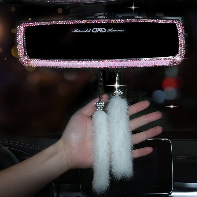 2022 m. Diamond Auto galinio vaizdo veidrodžio dangtelis mergaitėms Automobilio veidrodžio dangtelis su Rainstone Bling automobilio priedais, skirtas moterims