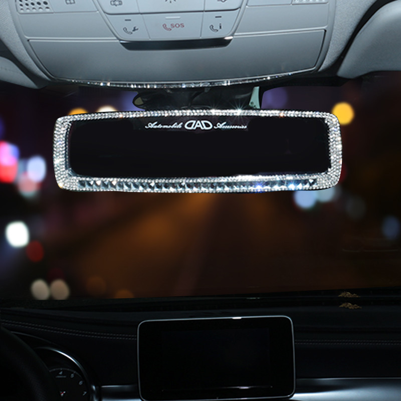 2022 m. Diamond Auto galinio vaizdo veidrodžio dangtelis mergaitėms Automobilio veidrodžio dangtelis su Rainstone Bling automobilio priedais, skirtas moterims