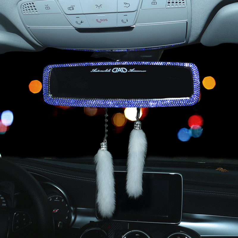 2022 m. Diamond Auto galinio vaizdo veidrodžio dangtelis mergaitėms Automobilio veidrodžio dangtelis su Rainstone Bling automobilio priedais, skirtas moterims