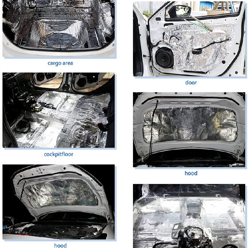 50x200cm 5/10mm autó hangtompító szőnyeg Zaj motorháztető szigetelés tompító hangszigetelő tompító pamut motorháztetőhöz matrica