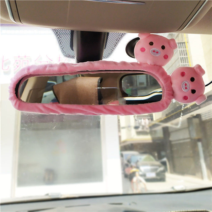 Ženski automobilski retrovizor, ukrasni ukras, plišana mačka, svinja, ljubavni dodaci za automobile
