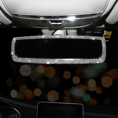 New Bling Car Rearview Mirror Gift Shiny Rhinestone Mirror Cover Crystal Diamond Car Accessories Interior for Woman Car Stuff