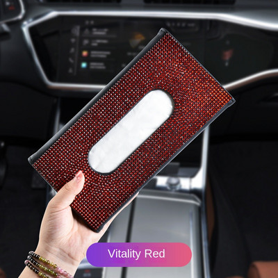 Automobilski vizir za sunce Držač kutije za maramice Bling Crystals Cover Case Clip PU kožna torbica za stražnje sjedalo Auto pribor za žene