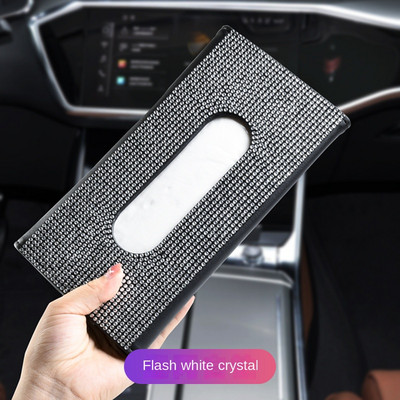 Automobilski vizir za sunce Držač kutije za maramice Bling Crystals Cover Case Clip PU kožna torbica za stražnje sjedalo Auto pribor za žene