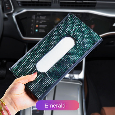Automobilski vizir za sunce Držač kutije za maramice Bling Crystals Cover Case Clip PU kožna torbica za stražnje sjedalo Auto pribor za žene