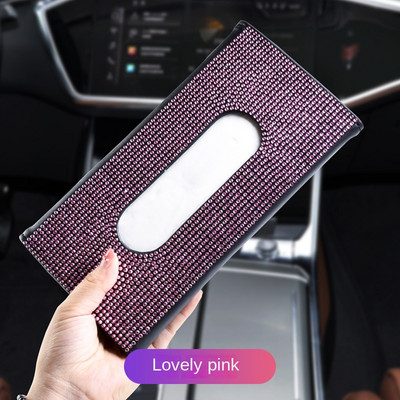Automobilski vizir za sunce Držač kutije za maramice Bling Crystals Cover Case Clip PU kožna torbica za stražnje sjedalo Auto pribor za žene