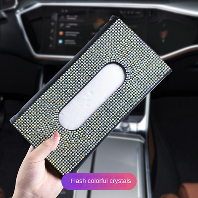 Automobilski vizir za sunce Držač kutije za maramice Bling Crystals Cover Case Clip PU kožna torbica za stražnje sjedalo Auto pribor za žene