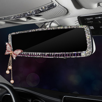 Bling Bling Rhinestone Car Rearview Mirror Decor Butterfly Interior Charm Crystal Diamond Κάλυμμα καθρέφτη πίσω όψη Αξεσουάρ αυτοκινήτου