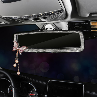 Bling Bling Kalnų krištolinis automobilio galinio vaizdo veidrodžio dekoras drugelio salono žavesys krištolo deimantų galinio vaizdo veidrodžio dangtelis Automobilių priedai
