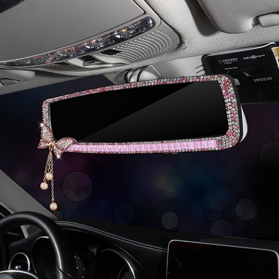 Bling Bling Kalnų krištolinis automobilio galinio vaizdo veidrodžio dekoras drugelio salono žavesys krištolo deimantų galinio vaizdo veidrodžio dangtelis Automobilių priedai