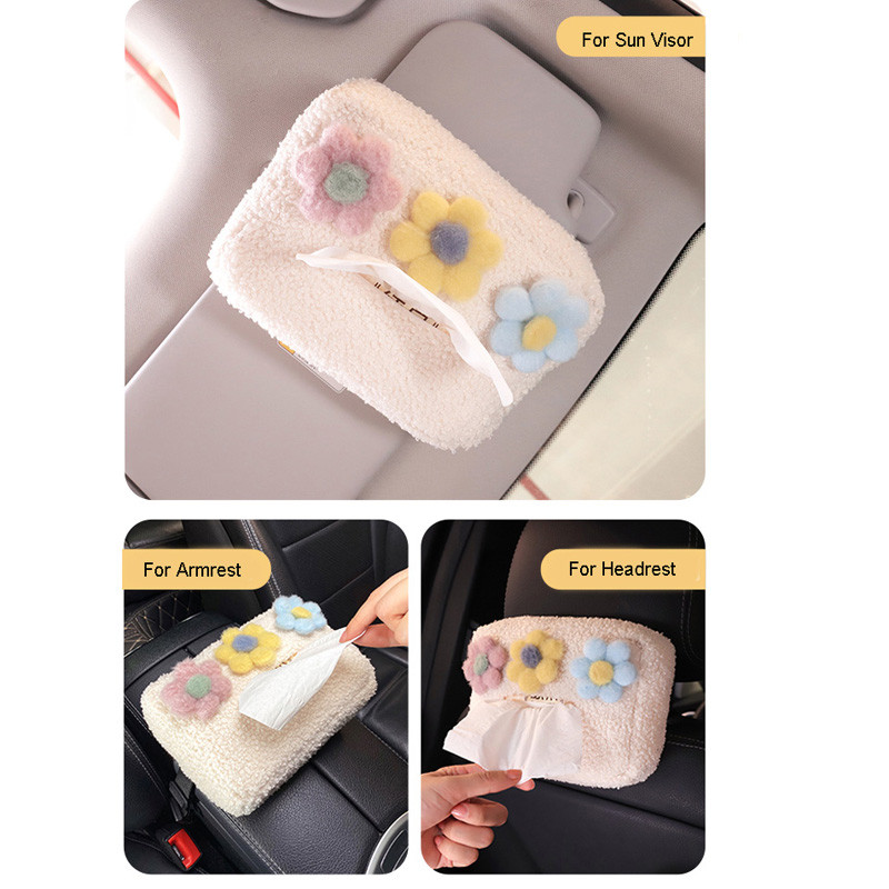 Slatka crtana lutka Cvijeće Plišana automobilska kutija za maramice Viseći držač ubrusa za stražnje sjedalo automobila Naslon za glavu Naslon za ruke Organizator za pohranu papira