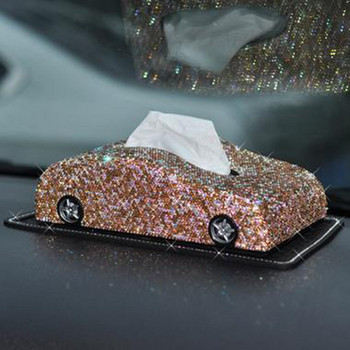 Σχήμα αυτοκινήτου Full Crystal Rhinestones Tissue Box Πίνακας ταμπλό Μπλοκ χάρτινη πετσέτα θήκη για κάλυμμα χαρτοπετσέτας για γυναικεία αξεσουάρ BMW για κορίτσια