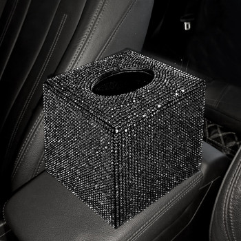 Car Tissue Box Sparking Bling Block Τύπος Τετράγωνο κουτί Πολυτελής θήκη χαρτομάντιλου Rhinestone Crystal Diamond Glitter Bling Box για γυναίκες