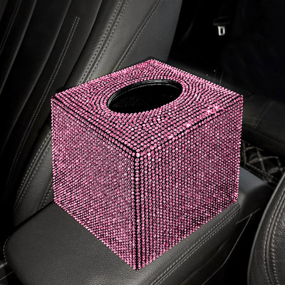 Autós törlőkendő doboz szikrát adó Bling blokk, négyzet alakú doboz luxus szövet tok, strasszos kristály gyémánt csillogó bling doboz nőknek