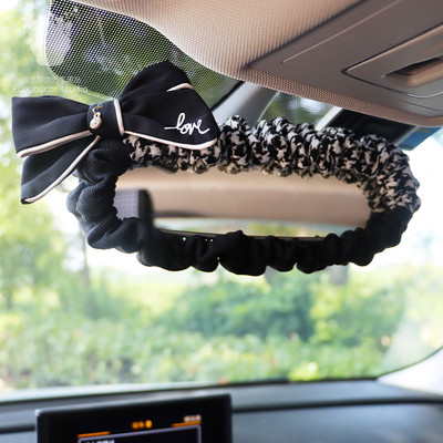 Klasična karirana mašna za automobilsko zrcalo, mekana pamučna kutija za retrovizor za unutrašnjost automobila, ukrasni dodaci za žene i djevojčice