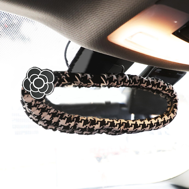 Klasična karirana mašna za automobilsko zrcalo, mekana pamučna kutija za retrovizor za unutrašnjost automobila, ukrasni dodaci za žene i djevojčice