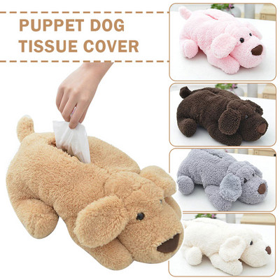 Suport pentru șervețele pentru mașină cu câine de desene animate, universal pentru jucării de pluș, cutie pentru șervețele, accesorii auto, pentru femei, cotiera pentru șervețele.