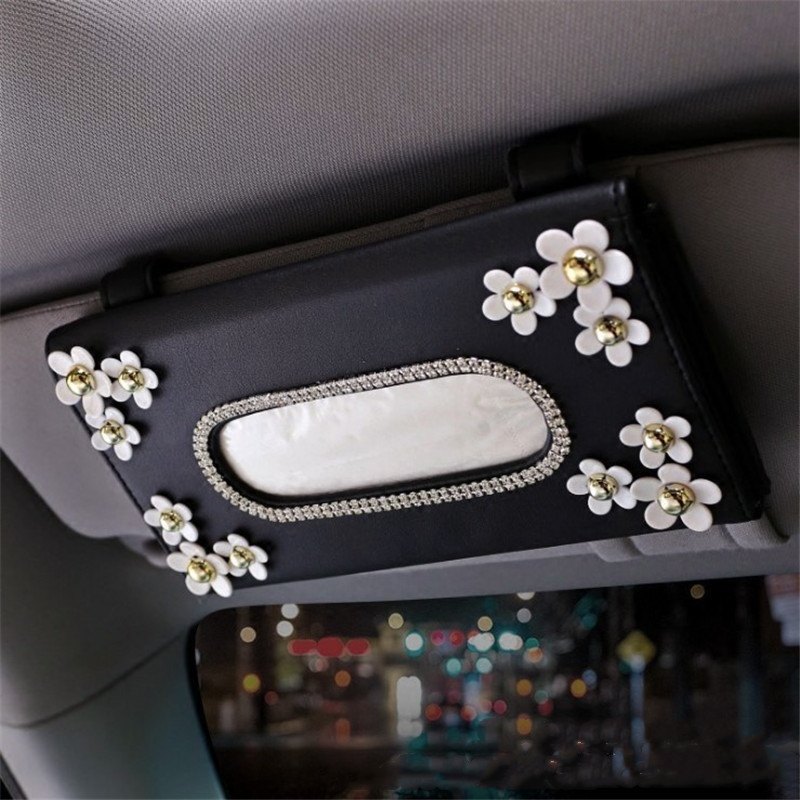 1 kom. Papir za automobile s kutijom za marame od kristala krizanteme, kutija, dodaci za unutarnje uređenje za vrstu štitnika za sunce