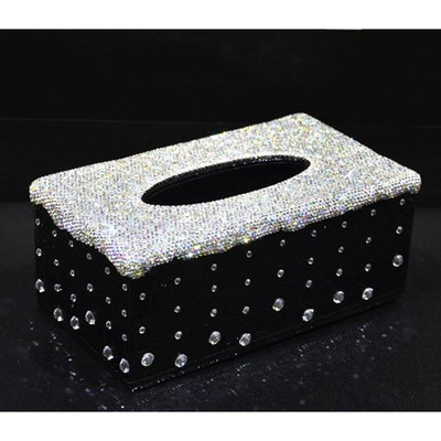 Luxusautó-kiegészítők Bling strasszos kristályszövet doboz borítótok fényes szalvétatartó