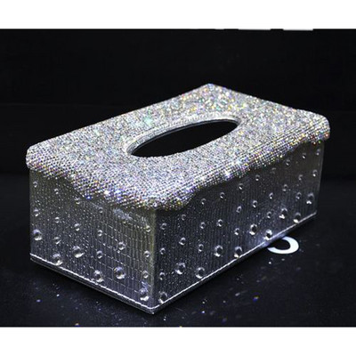 Luxusautó-kiegészítők Bling strasszos kristályszövet doboz borítótok fényes szalvétatartó