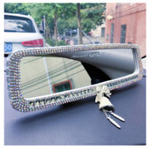 Automobilio galinio vaizdo veidrodžio dekoravimo rinkinys HD galinio vaizdo veidrodis Kūrybiškas mielas deimantais nusėtas automobilio salono galinio vaizdo veidrodžio dekoras