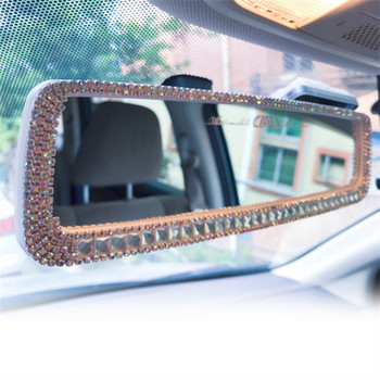 Комплект за декорация на огледало за обратно виждане за кола HD Огледало за обратно виждане Творчески сладък интериор на кола с декорация на огледало за обратно виждане с диаманти