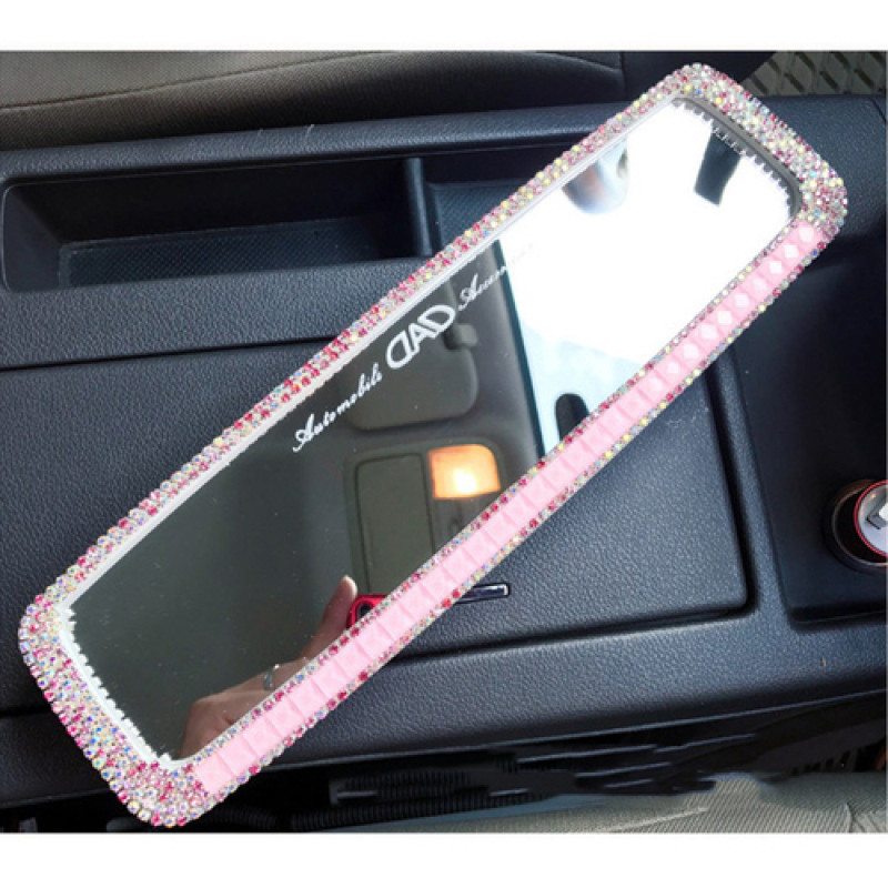 Automobilio galinio vaizdo veidrodžio dekoravimo rinkinys HD galinio vaizdo veidrodis Kūrybiškas mielas deimantais nusėtas automobilio salono galinio vaizdo veidrodžio dekoras