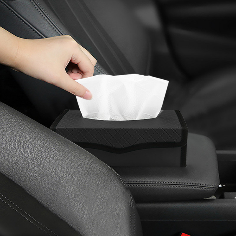 Θήκη για χαρτομάντηλα αυτοκινήτου Δερμάτινη θήκη χαρτοπετσέτας PU για χαρτομάντηλα αυτοκινήτου για οικιακό γραφείο Αξεσουάρ χαρτομάντιλων αυτοκινήτου Μαύρο ροζ