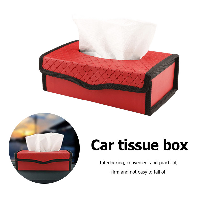 Θήκη για χαρτομάντηλα αυτοκινήτου Δερμάτινη θήκη χαρτοπετσέτας PU για χαρτομάντηλα αυτοκινήτου για οικιακό γραφείο Αξεσουάρ χαρτομάντιλων αυτοκινήτου Μαύρο ροζ